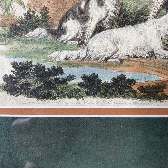 Antique "Setters" By R Pollard Engraver & Print seller Framed Glass Cover - Picture 4 of 9